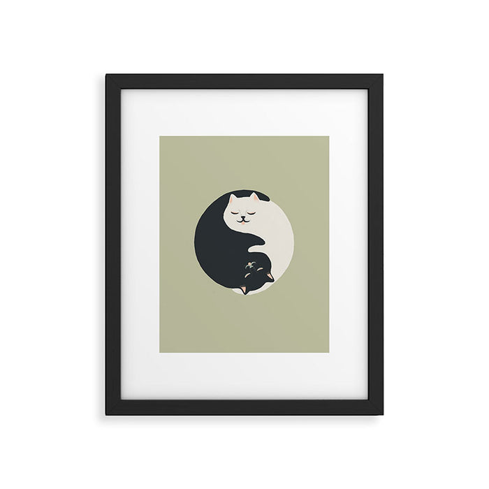 Hidden cat 26 yin yang hug Framed Art Print Gallery Image 1