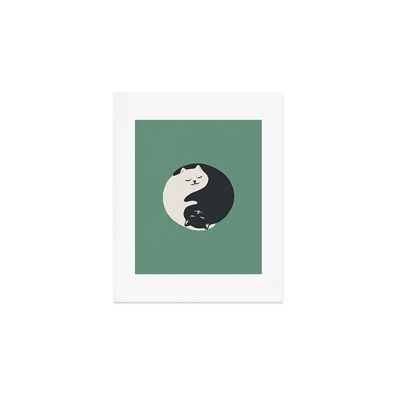 Hidden cat 26g Green yin yang hug Art Print Gallery Image 1