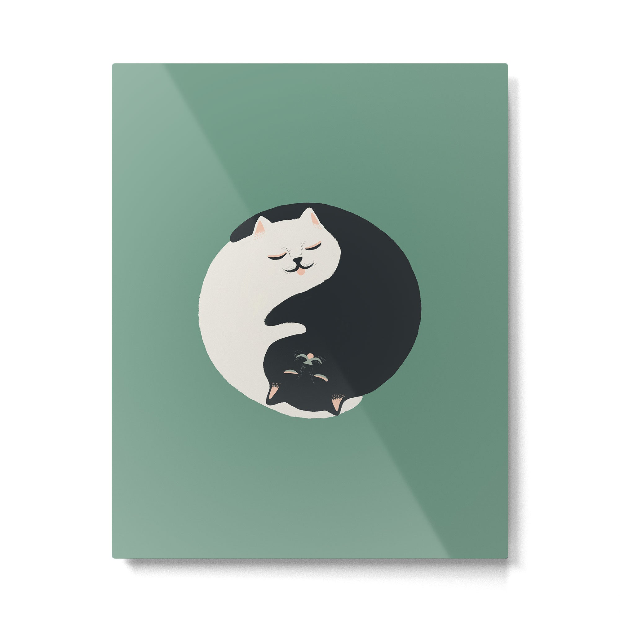Hidden cat 26g Green yin yang hug Metal Print Gallery Image 6
