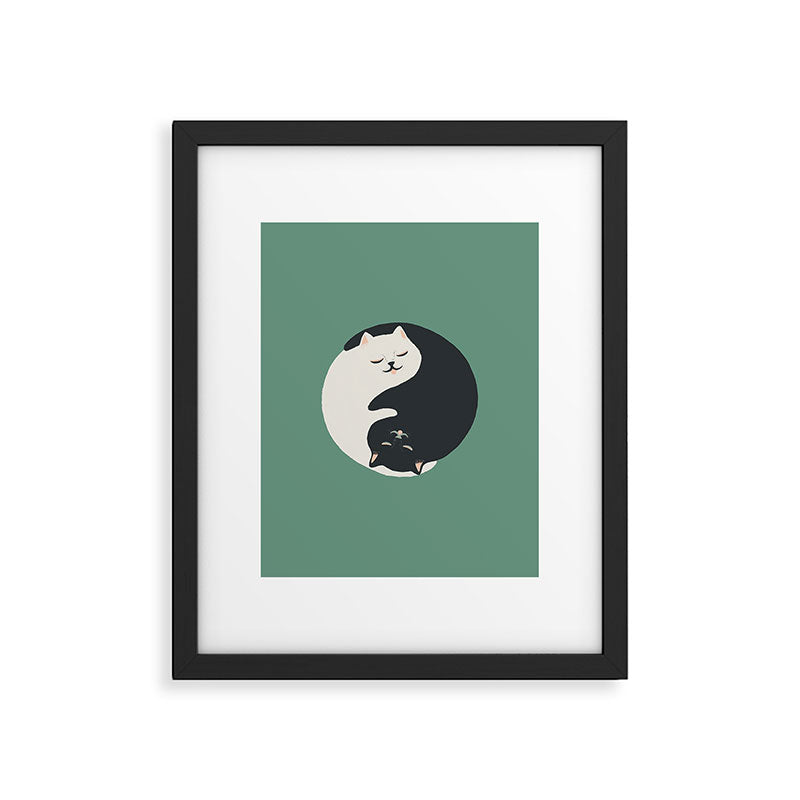 Hidden cat 26g Green yin yang hug Framed Art Print Gallery Image 6