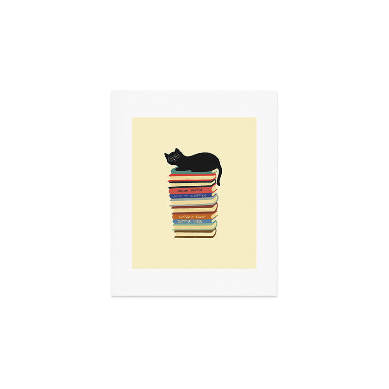 Hidden cat 31 reading books  Art Print Gallery Image 1