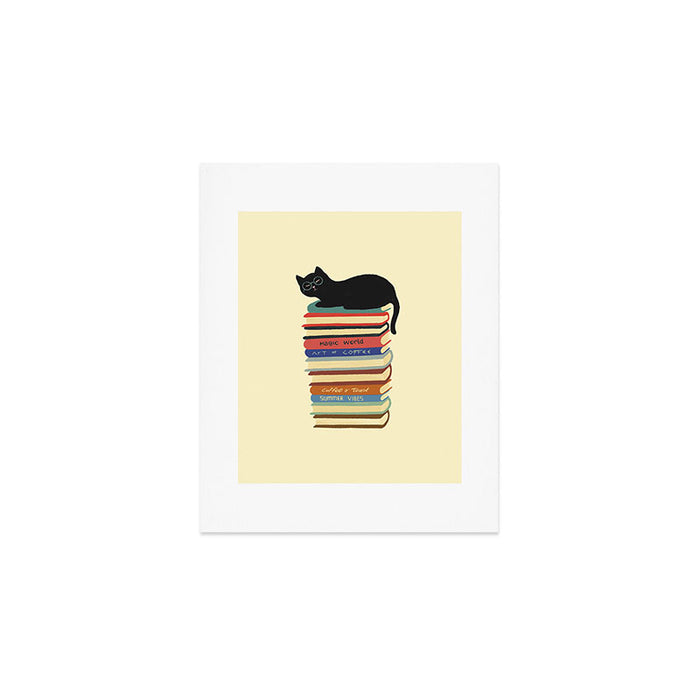 Hidden cat 31 reading books  Art Print Gallery Image 1