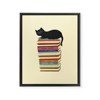 Hidden cat 31 reading books  Framed Canvas Print Gallery Image 6