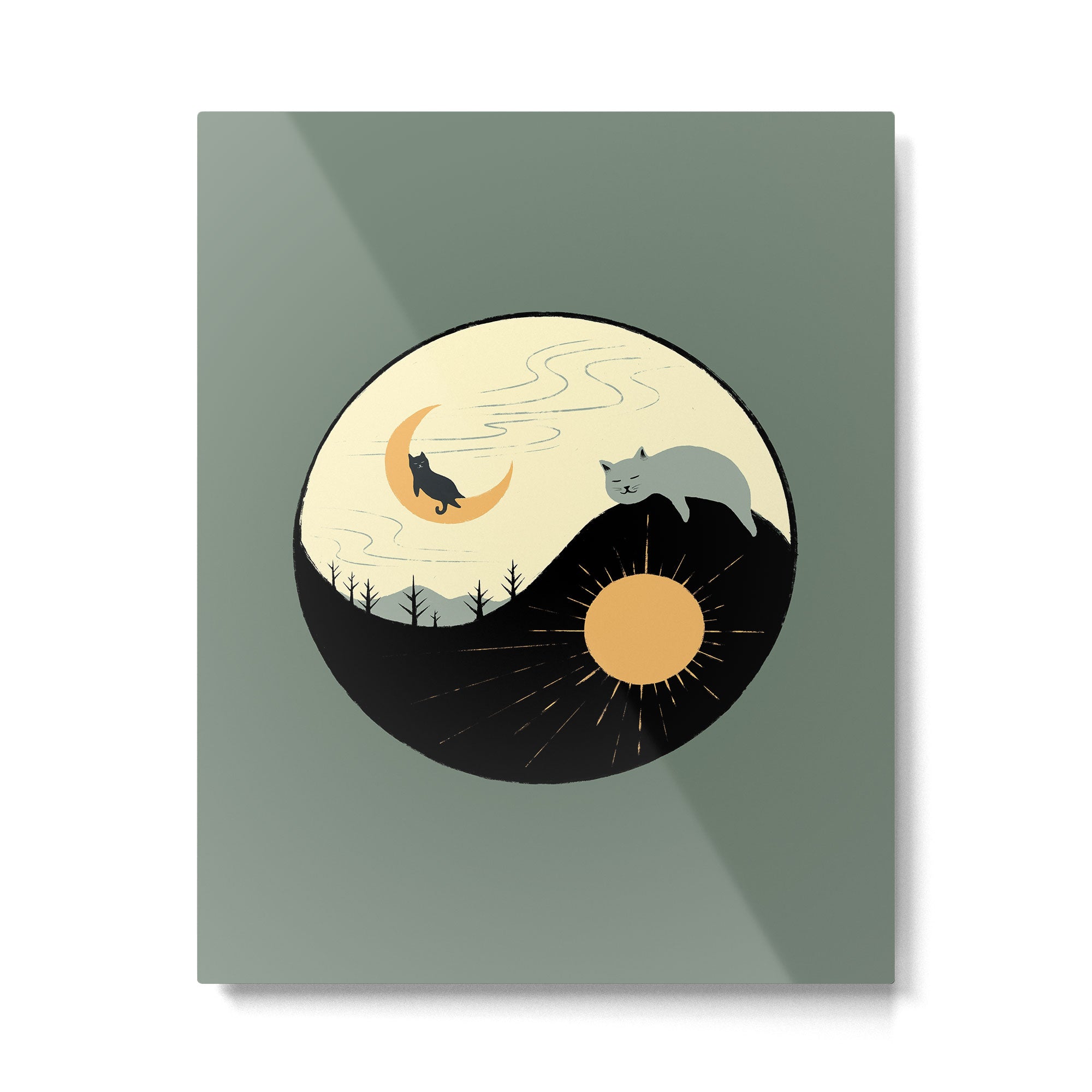 Hidden cat 36 yin yang balance Metal Print Gallery Image 4