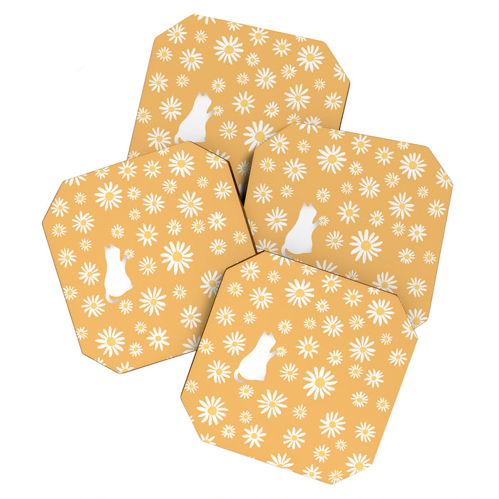 Hidden cat 44 flowers fall  Coaster Gallery Image 1