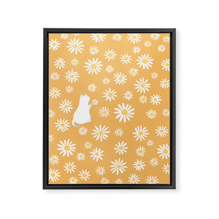 Hidden cat 44 flowers fall  Framed Canvas Print Gallery Image 1