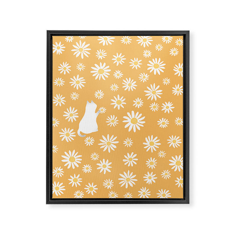 Hidden cat 44 flowers fall  Framed Canvas Print Gallery Image 6
