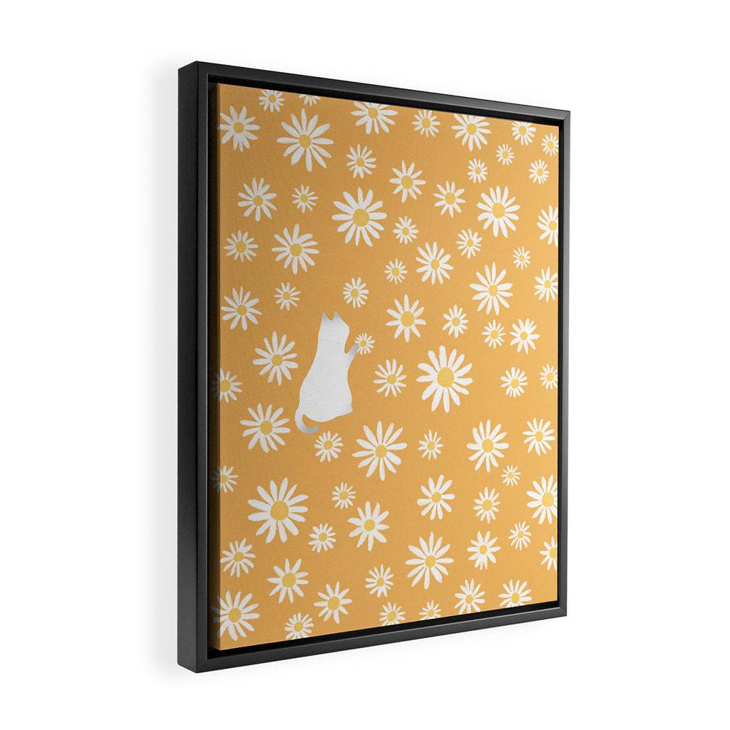 Hidden cat 44 flowers fall  Framed Canvas Print Gallery Image 2