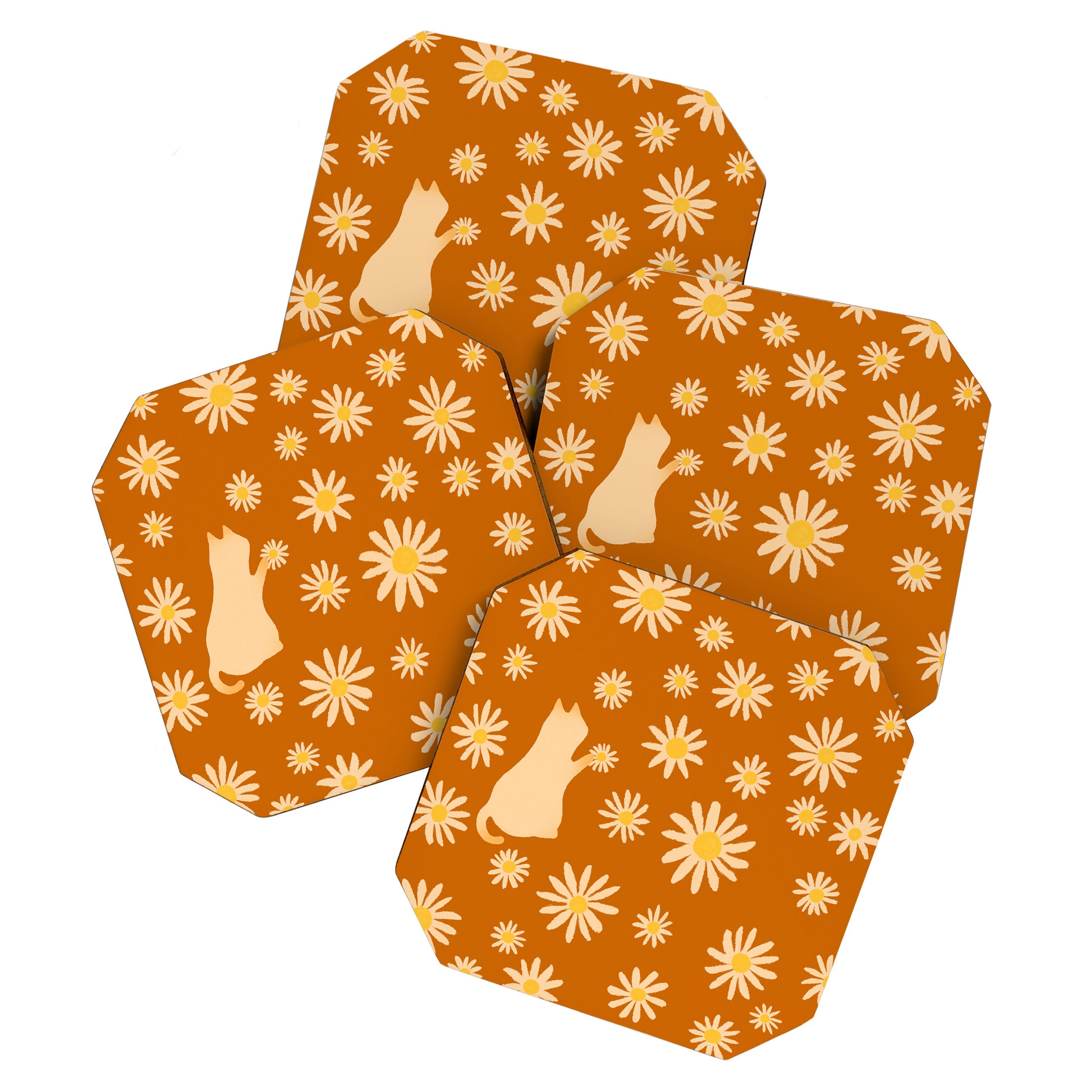 Hidden cat 44o Autumn flowers fall Coaster Gallery Image 1