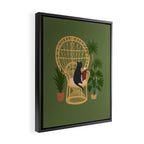 Hidden cat 51 private forest reading area rattan chair Framed Canvas Print Gallery Image 2