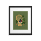 Hidden cat 51 private forest reading area rattan chair Framed Art Print Gallery Image 4