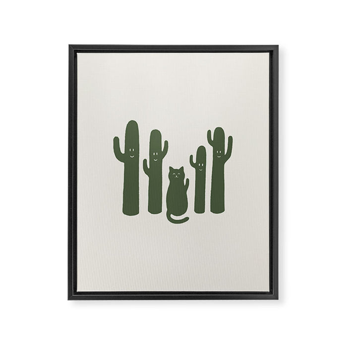 Hidden cat 55g green CATus Framed Canvas Print Gallery Image 1
