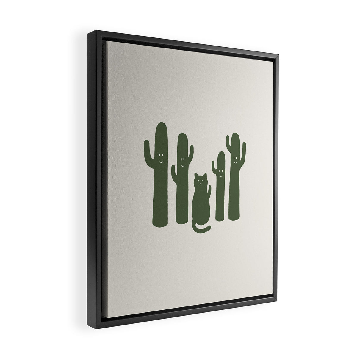 Hidden cat 55g green CATus Framed Canvas Print Gallery Image 2