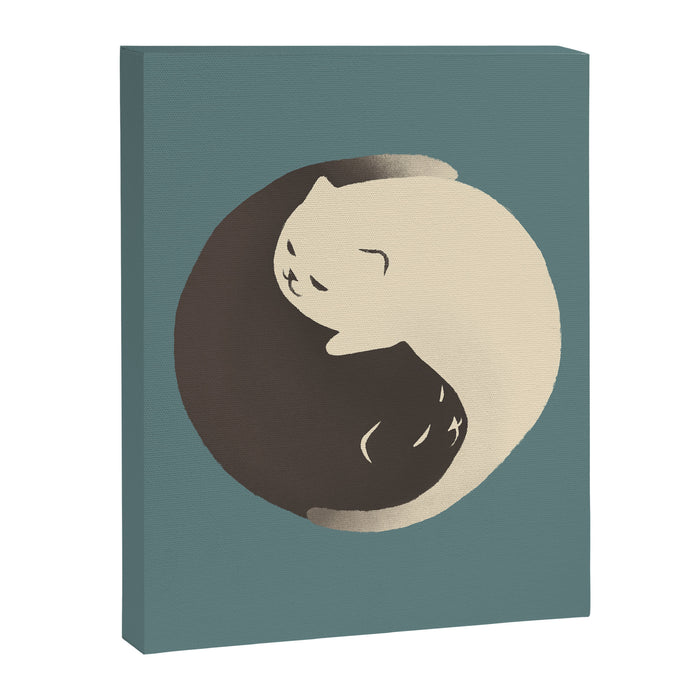 Hidden cat 9 blue yin yang kitty hug Canvas Print Gallery Image 1
