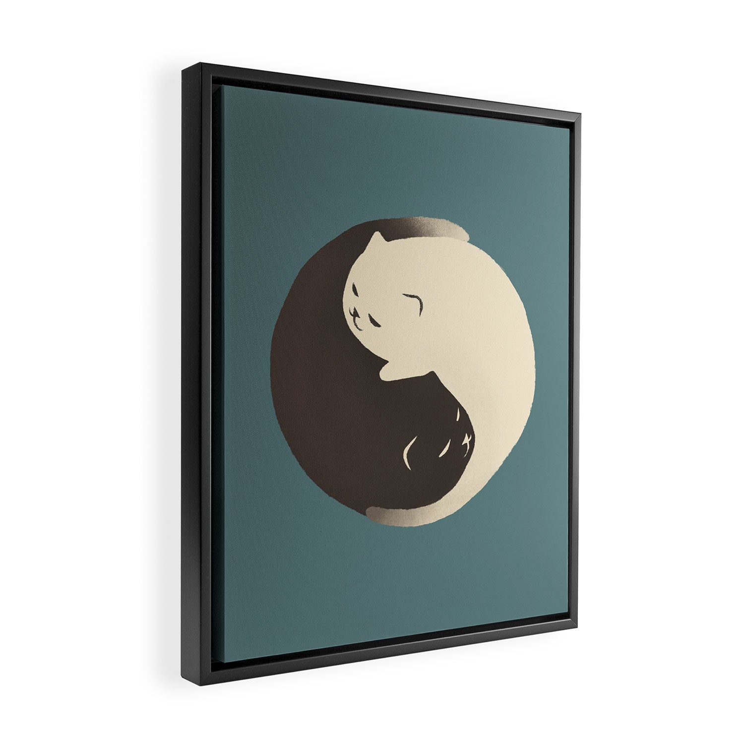 Hidden cat 9 blue yin yang kitty hug Framed Canvas Print Gallery Image 2