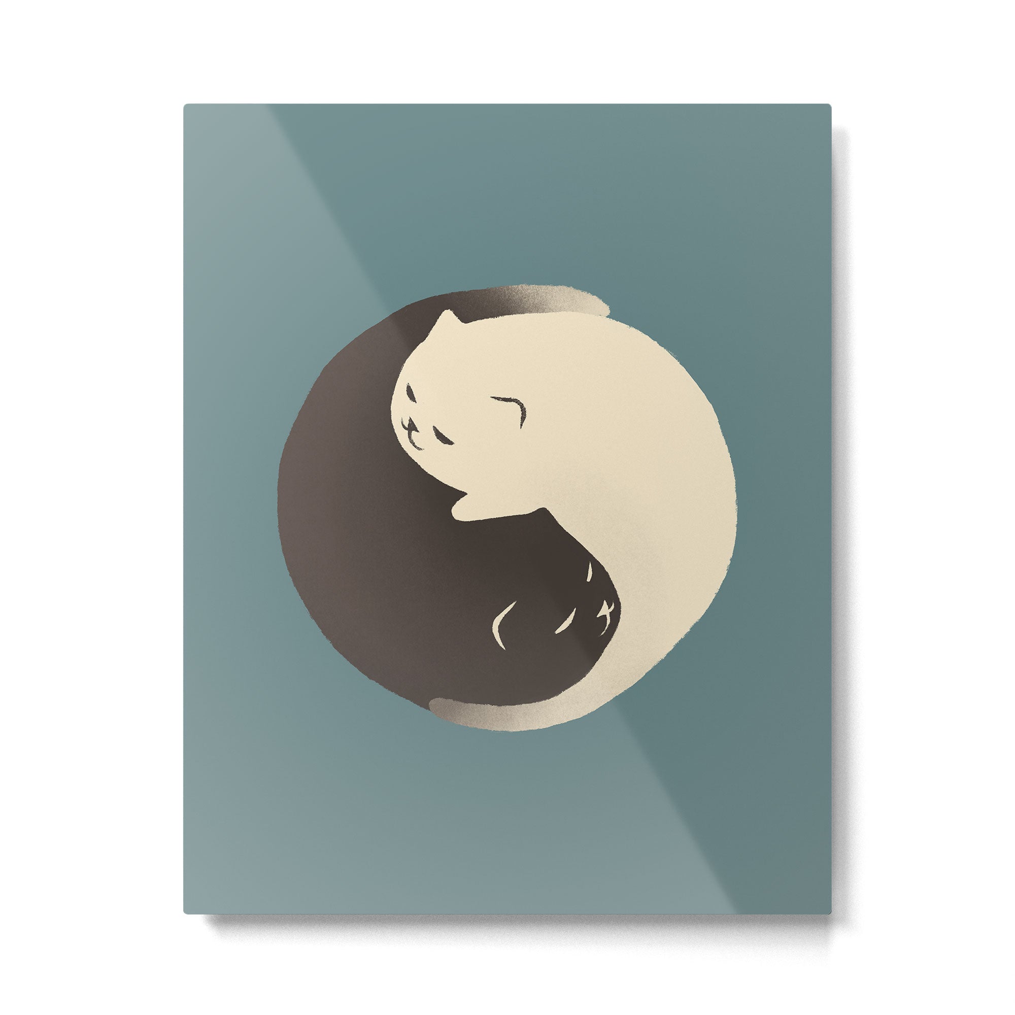 Hidden cat 9 blue yin yang kitty hug Metal Print Gallery Image 6