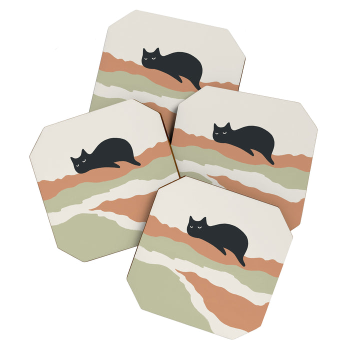 Magic meow 3 lazy cat Coaster Gallery Image 1