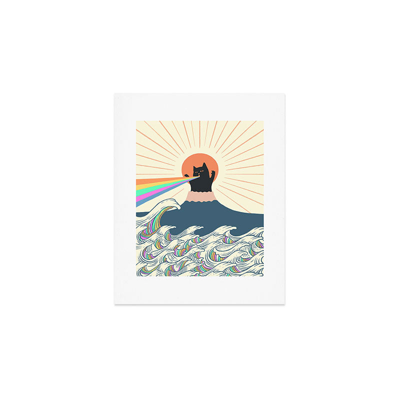 Meowtain cat 5 rainbow wave catzilla  Art Print Gallery Image 1