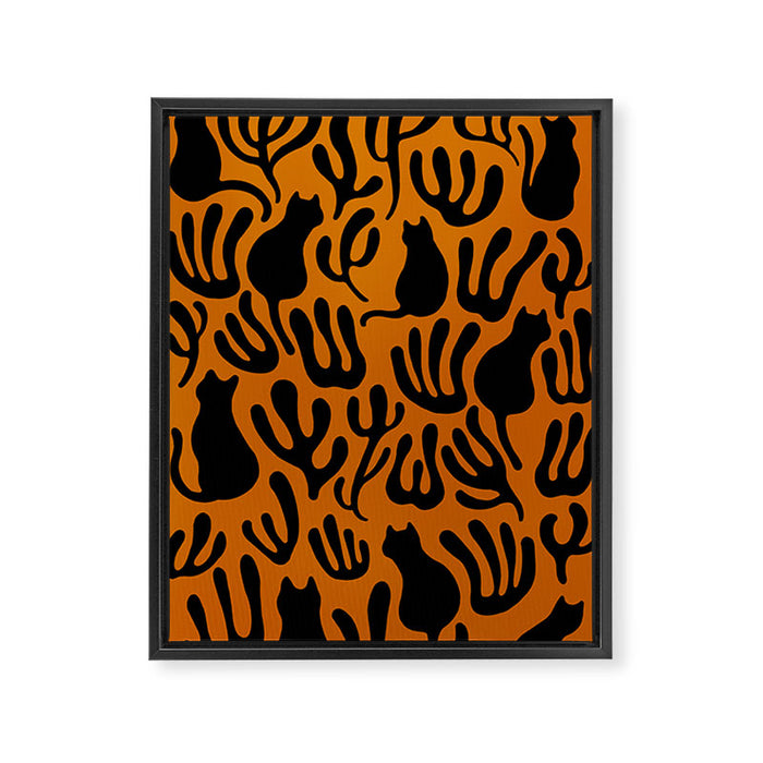 Pattern Cat 02a Autumn Framed Canvas Print Gallery Image 1