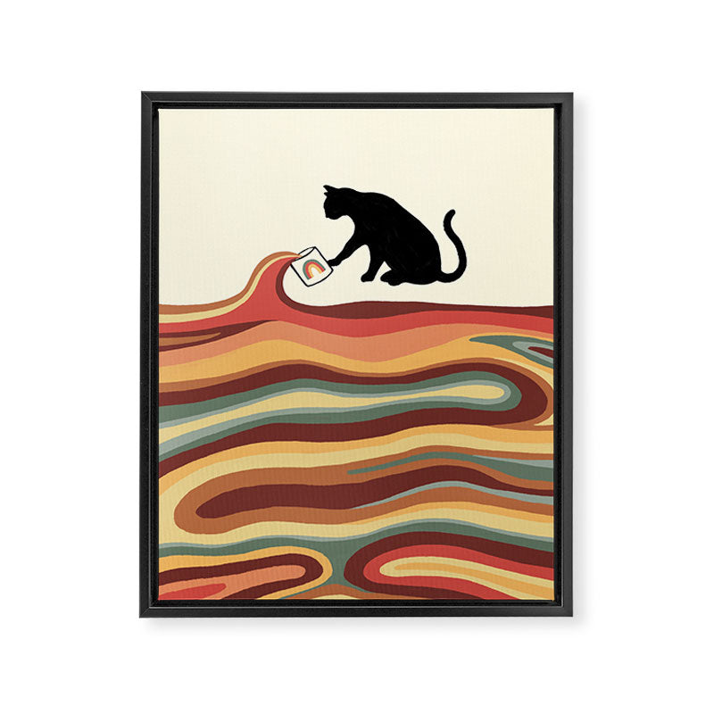 Rainbow cat 1 coffee milk drop Framed Canvas Print Gallery Image 6