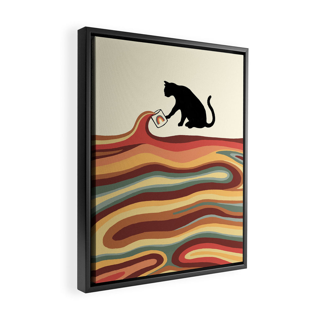Rainbow cat 1 coffee milk drop Framed Canvas Print Gallery Image 2