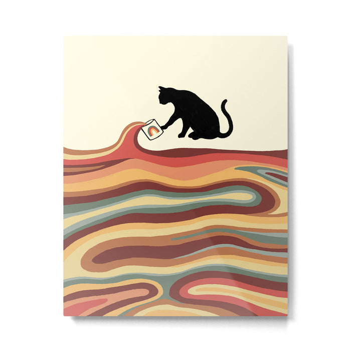 Rainbow cat 1 coffee milk drop Metal Print Gallery Image 1