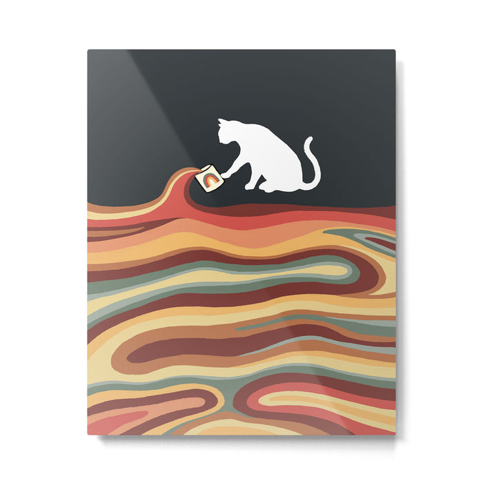 Rainbow cat 1b black magic coffee milk drop Metal Print Gallery Image 1