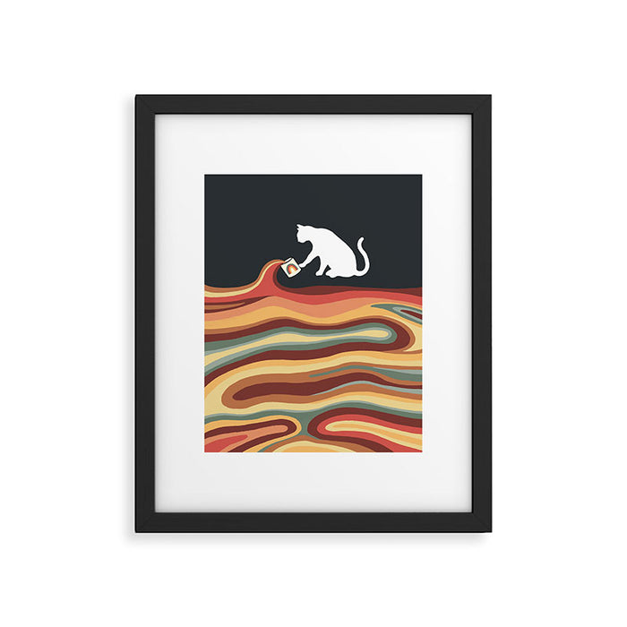Rainbow cat 1b black magic coffee milk drop Framed Art Print Gallery Image 1