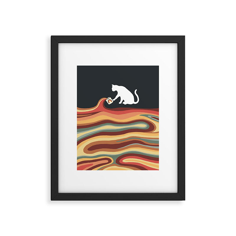 Rainbow cat 1b black magic coffee milk drop Framed Art Print Gallery Image 5