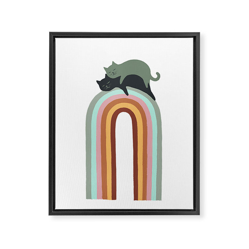 Rainbow cat 3 lover hugs Framed Canvas Print Gallery Image 6