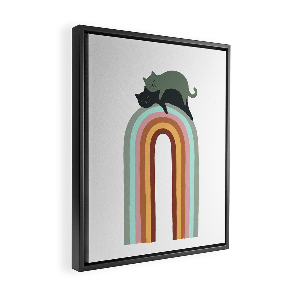 Rainbow cat 3 lover hugs Framed Canvas Print Gallery Image 2