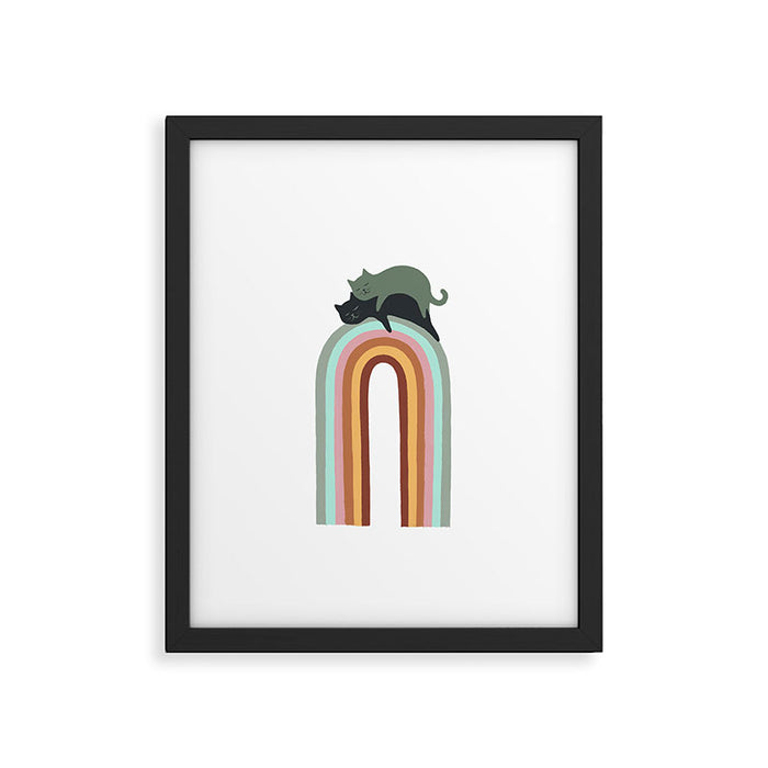 Rainbow cat 3 lover hugs Framed Art Print Gallery Image 1