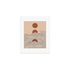 Vintage abstract landscape the great wave ocean sunset moon Art Print Gallery Image 1
