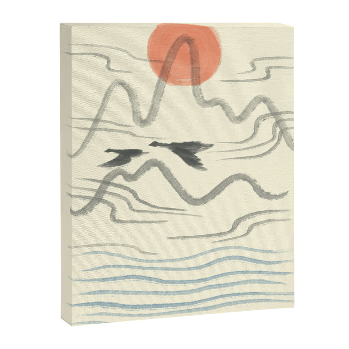 Watercolor 9 Abstraction minimal landscape lover bird Canvas Print Gallery Image 1