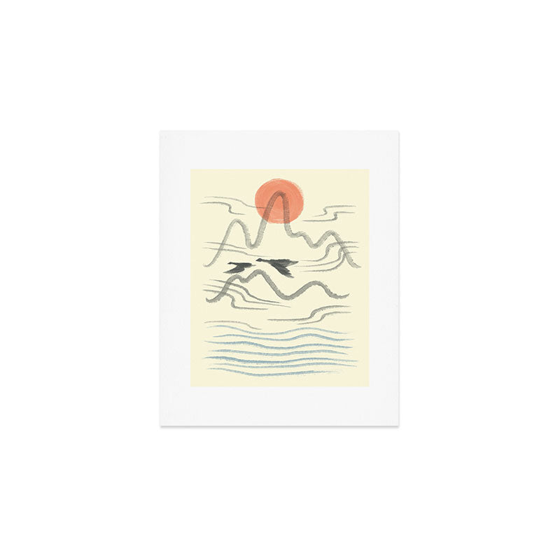 Watercolor 9 Abstraction minimal landscape lover bird Art Print Gallery Image 1