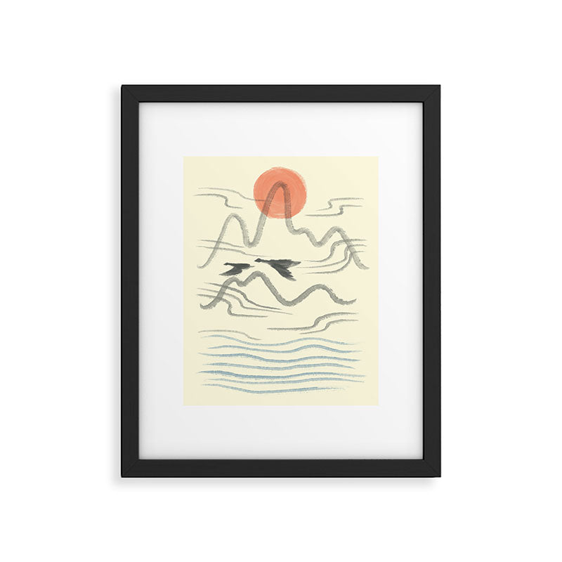 Watercolor 9 Abstraction minimal landscape lover bird Framed Art Print Gallery Image 6