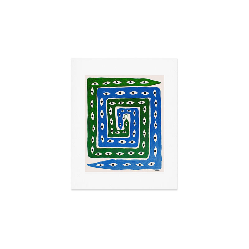 The Good Eye Snake Green/Blue Art Print Gallery Image 1
