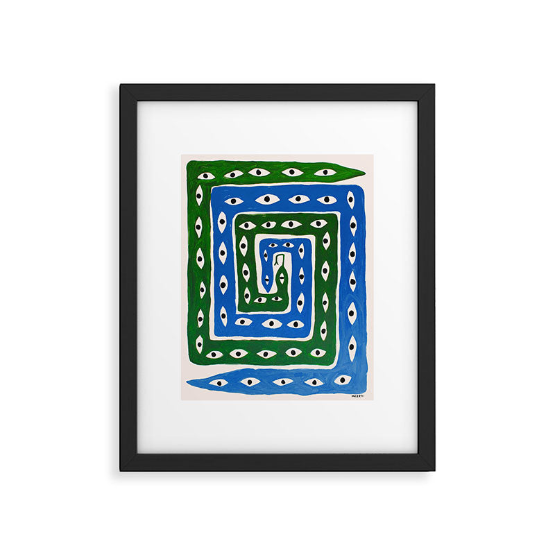 The Good Eye Snake Green/Blue Framed Art Print Gallery Image 4