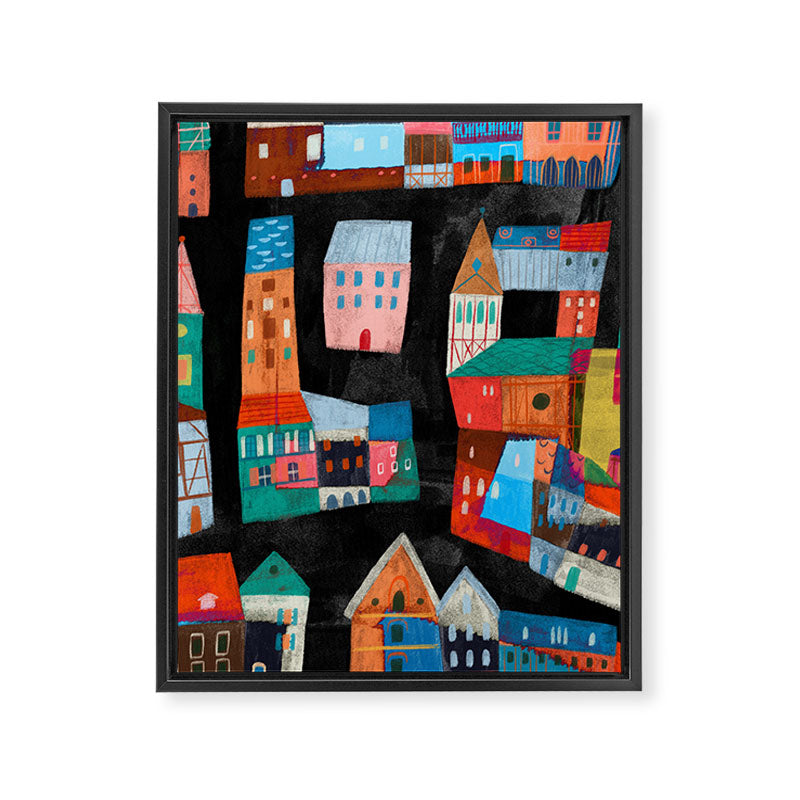 Neon Village Framed Canvas Print Gallery Image 6
