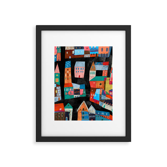 Neon Village Framed Art Print Gallery Image 1