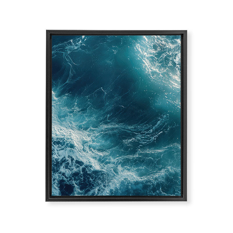 Celestial Currents Aerial Abstract of Ocean Foam Framed Canvas Print Gallery Image 6