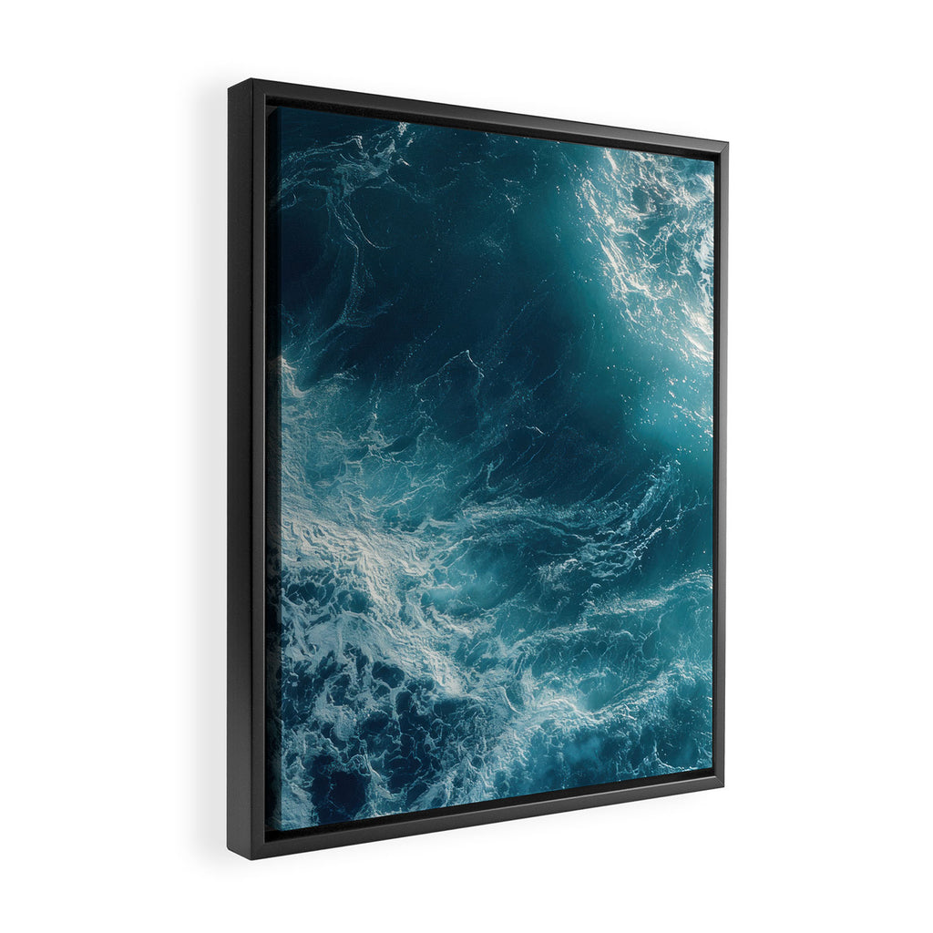 Celestial Currents Aerial Abstract of Ocean Foam Framed Canvas Print Gallery Image 2