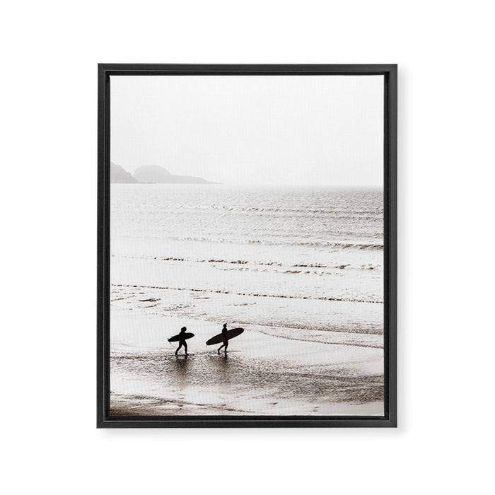 Surfer Black and White Framed Canvas Print Gallery Image 1