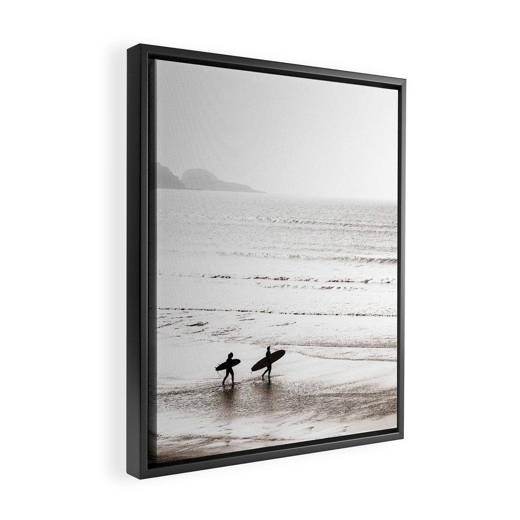 Surfer Black and White Framed Canvas Print Gallery Image 2
