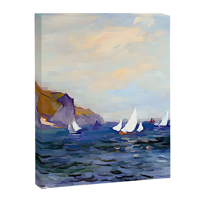 Claude Monet - Cliffs and Sailboats at Pourville Canvas Print Gallery Image 1
