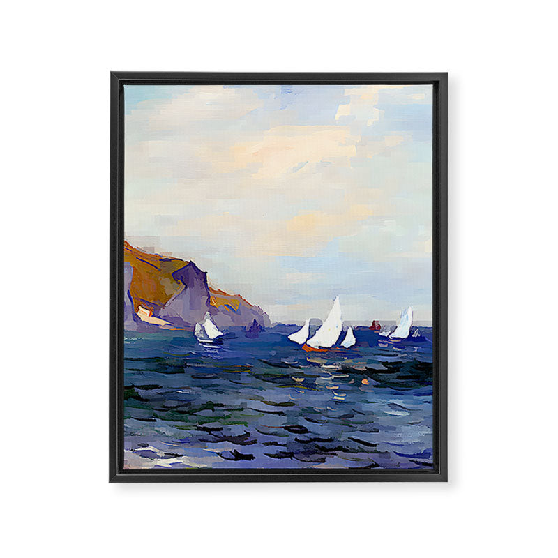 Claude Monet - Cliffs and Sailboats at Pourville Framed Canvas Print Gallery Image 8