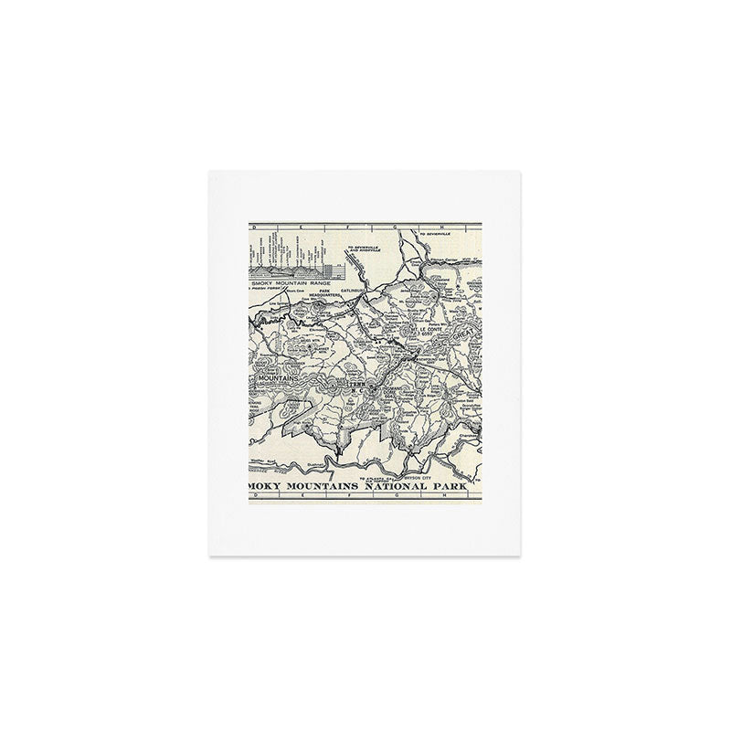 Historical Great Smoky Mountain National Park Map 1941 Art Print Gallery Image 1