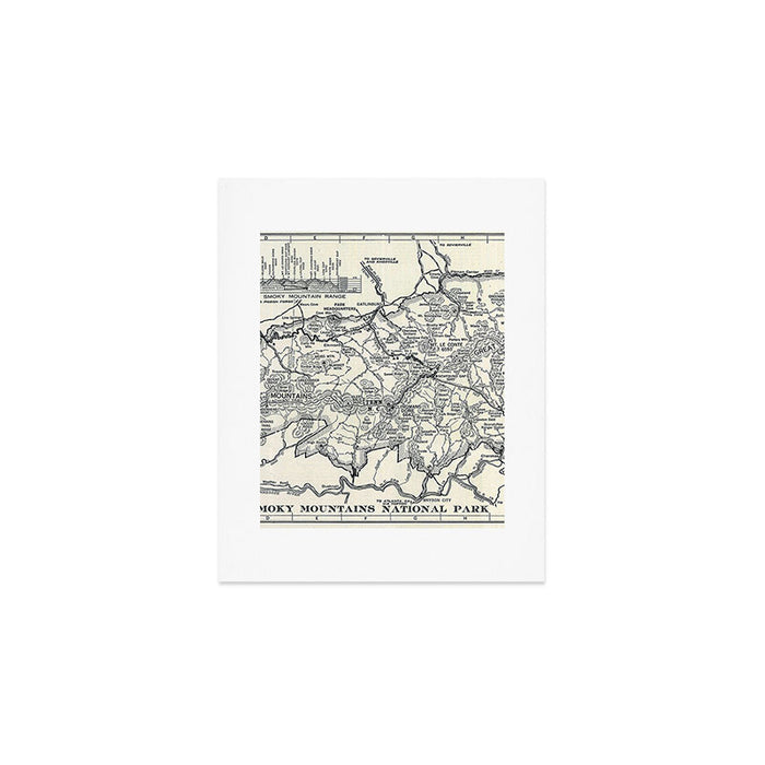 Historical Great Smoky Mountain National Park Map 1941 Art Print Gallery Image 1