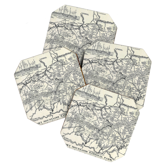 Historical Great Smoky Mountain National Park Map 1941 Coaster Gallery Image 1