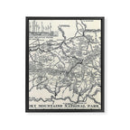 Historical Great Smoky Mountain National Park Map 1941 Framed Canvas Print Gallery Image 6